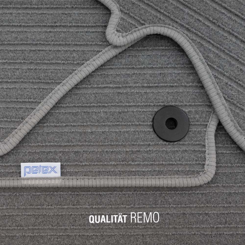 PETEX Passform-Autoteppich Qualtät Remo silber Detailaufnahme