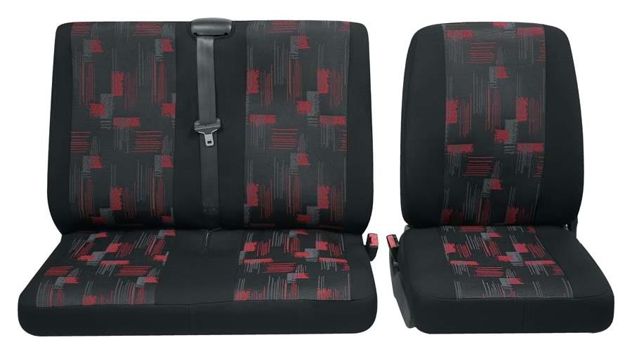 PETEX Sitzbezug Business Class Isar rot Einzelsitz_Doppelsitz_vorne_3-teilig