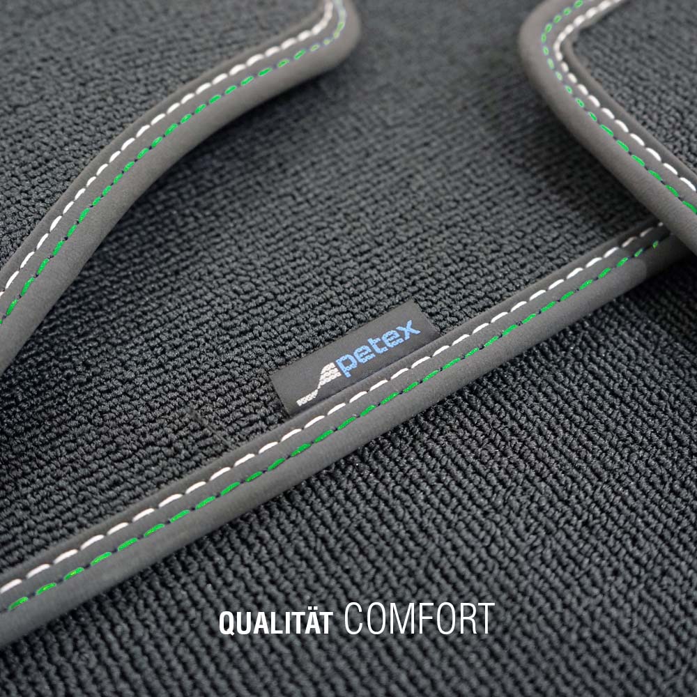 PETEX Passform-Autoteppich Qualtät Comfort grün/silber Detailaufnahme
