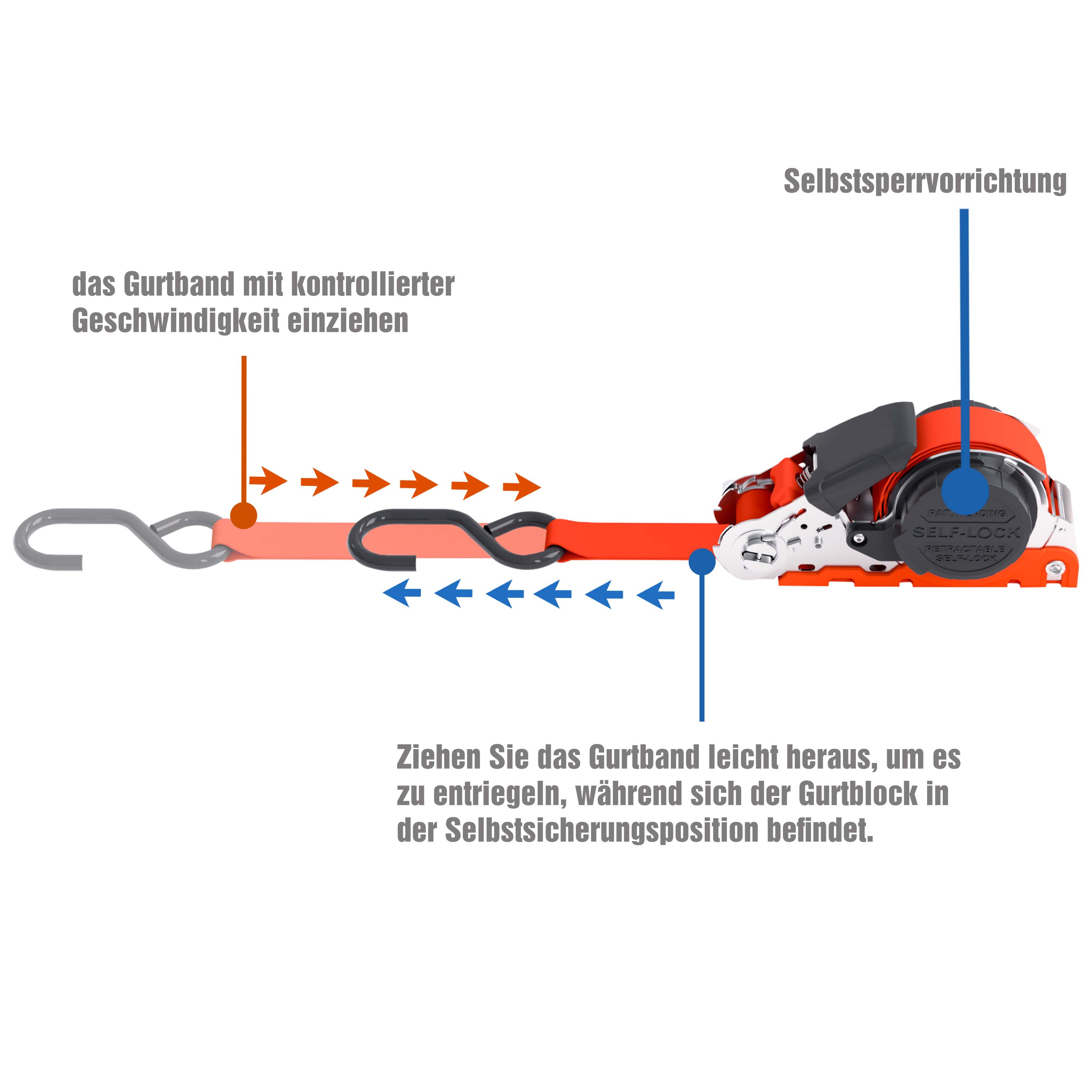 PETEX Automatik-Ratschenspanngurt mit S-Haken