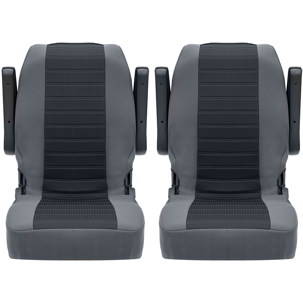 PETEX Sitzbezug Business Class Inn grau 2x Einzelsitz vorne für VW T5 und T6 mit Sollreissnaht