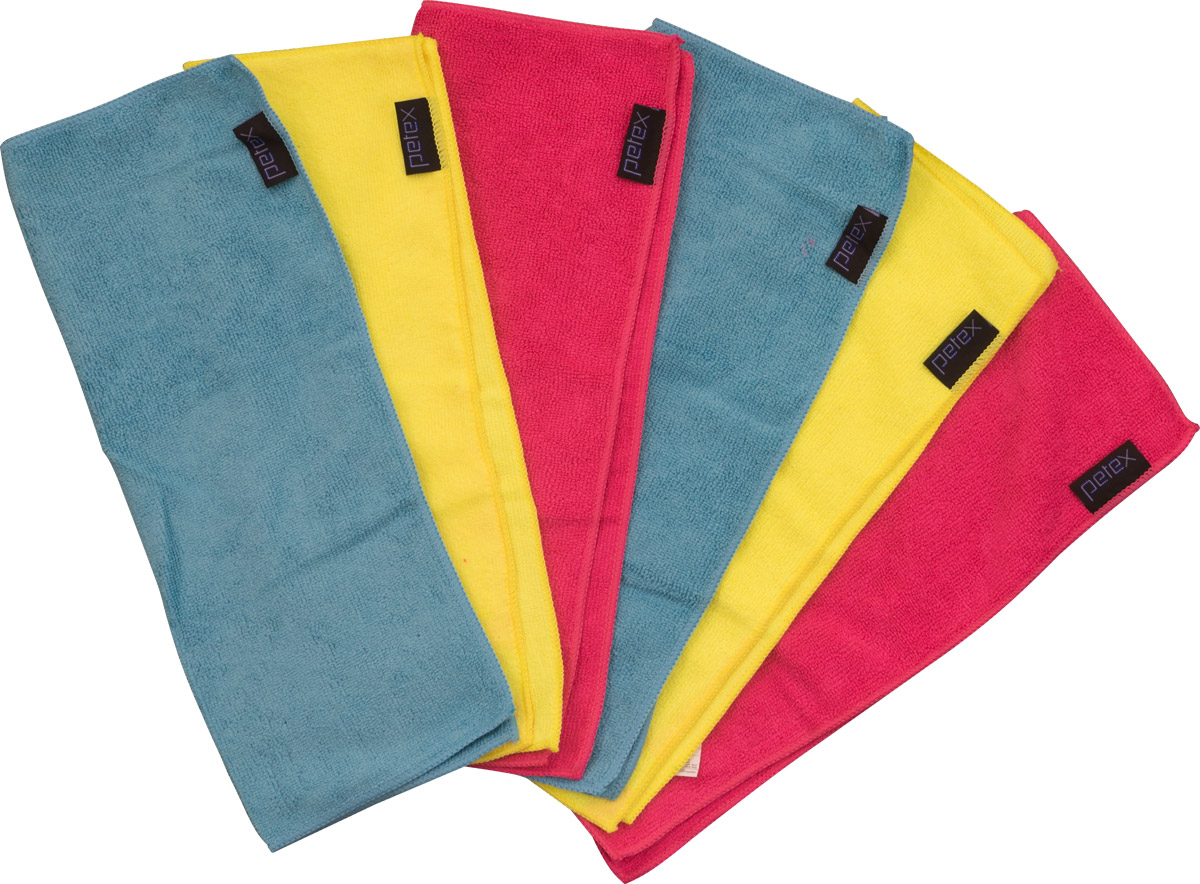 PETEX Mikrofaser Reinigungstuch 6er Pack ca 40 x 30 cm 2x rot 2x gelb 2x blau