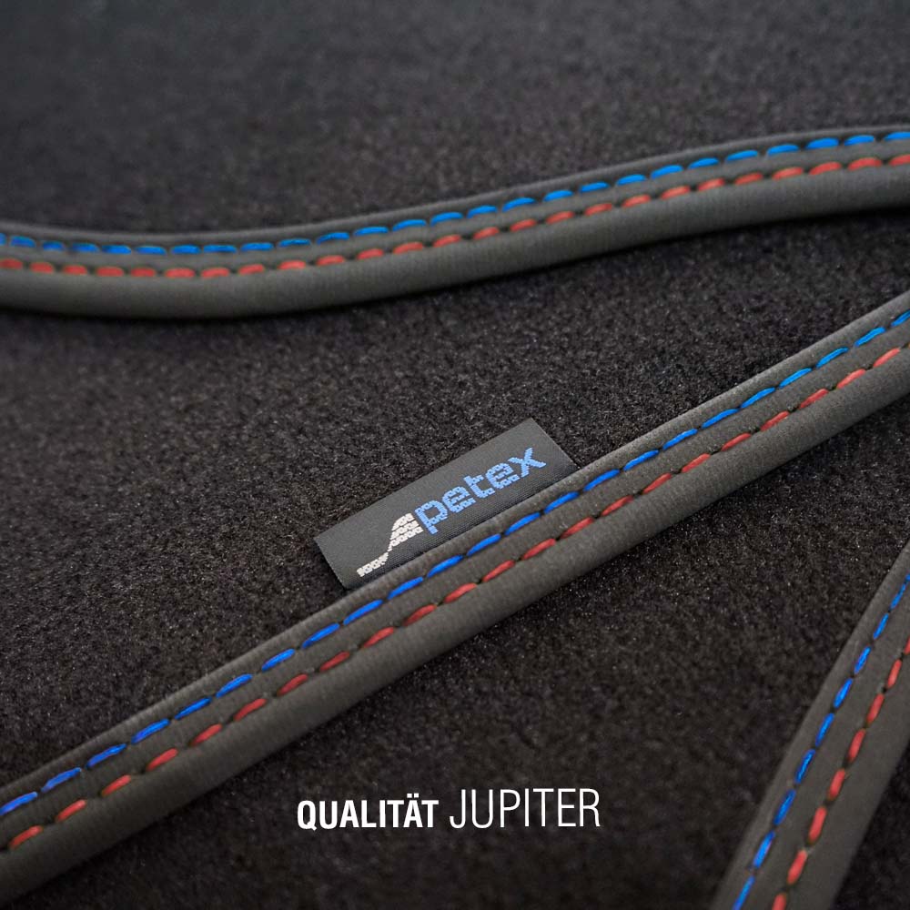 PETEX Passform-Autoteppich Qualtät Jupiter rot/blau Detailaufnahme
