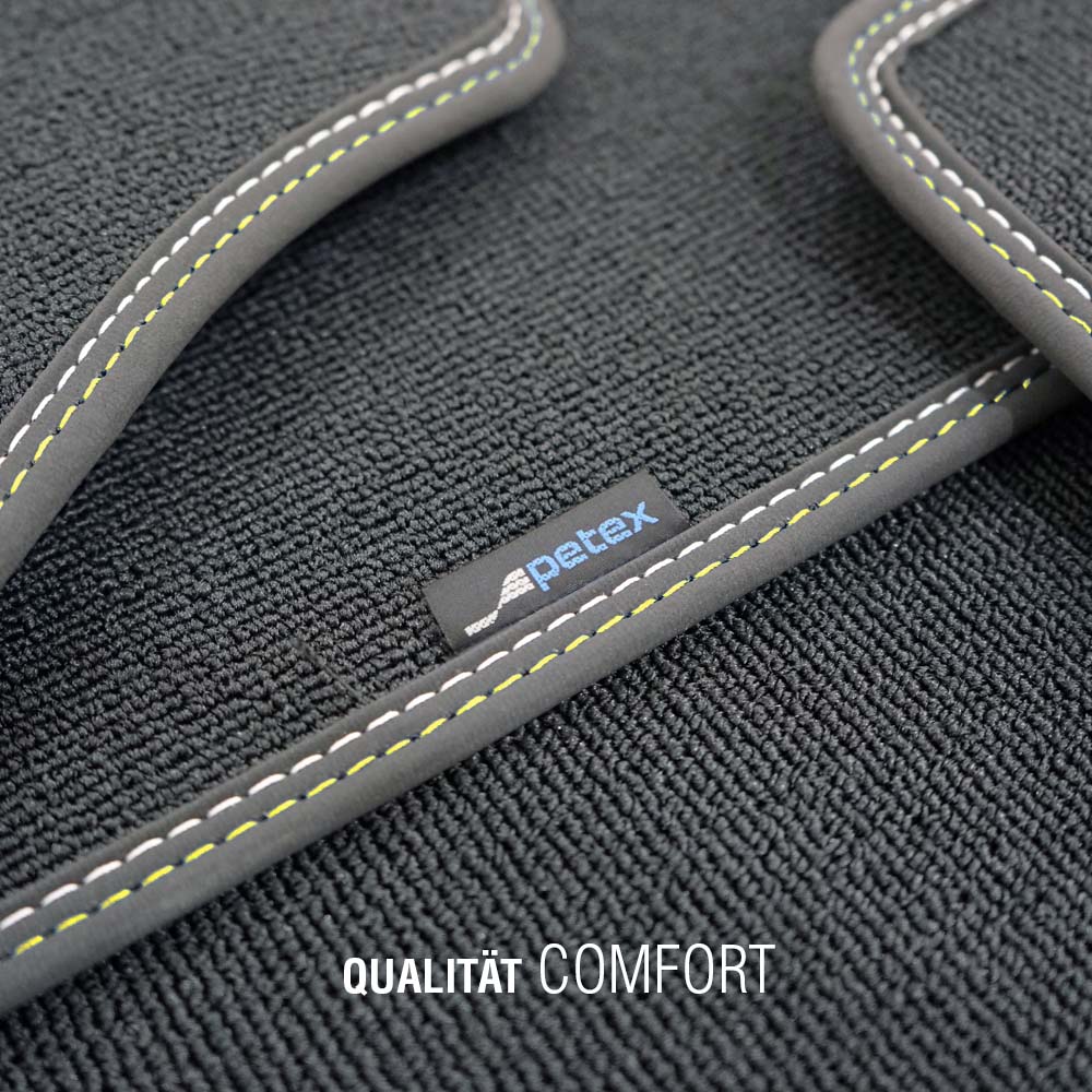PETEX Passform-Autoteppich Qualtät Comfort gelb/silber Detailaufnahme