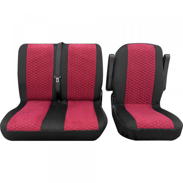 Hexagon Einzelsitz/Doppelsitz vorne 3-tlg. rot passend für Opel Vivaro C Kombi Fahrgastraum ab 09/20