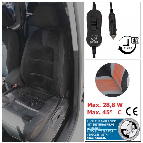Sitzaufleger Sitzheizung Capri schwarz für oder | Sitzaufleger Fahrer- vom Beifahrersitz Onlineshop direkt Autozubehör | | | Hersteller PETEX Sitzbezüge