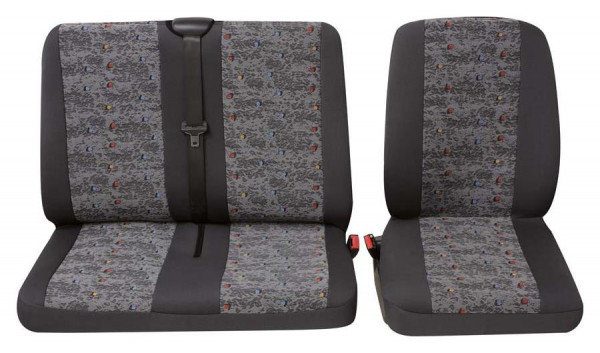 Profi3 Einzelsitz/Doppelsitz vorne 2-tlg. grau passend für VW T5  Shuttle/Caravelle, kurzer Radstand, Transporter und Kombis, Sitzbezüge, PETEX Onlineshop